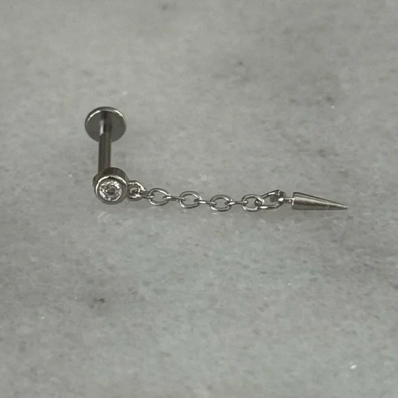 Silver Crystal Chain Spike Dangle Cartilage Earring 

Brand New

Stainless Steel - Picture 3 of 5